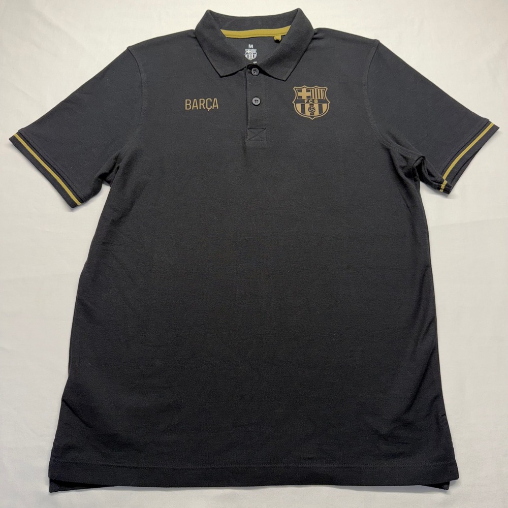 FC Barcelona Barça Black Gold Polo Shirt Men's Medium Soccer Football La Liga